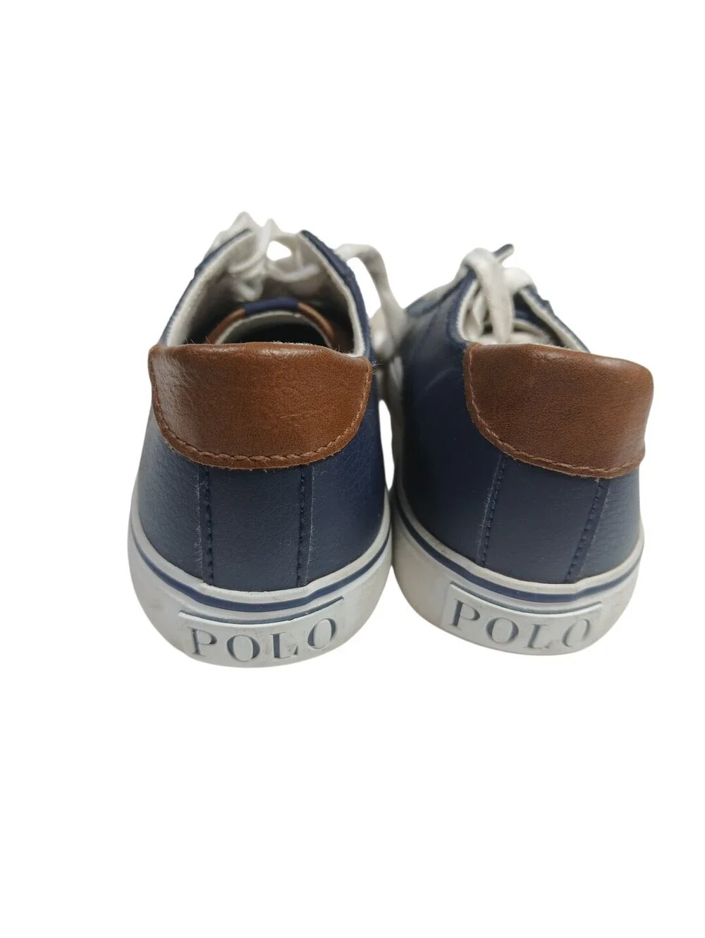 RALPH LAUREN BOYS POLO NAVY BLUE Leather WALKING SHOES Polo Logo US size 1